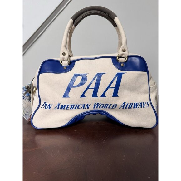 VTG PAA PAN AM Explorer Bag Weekender Pan Am White Canvas Travel Tag RARE MINT - Picture 2 of 15
